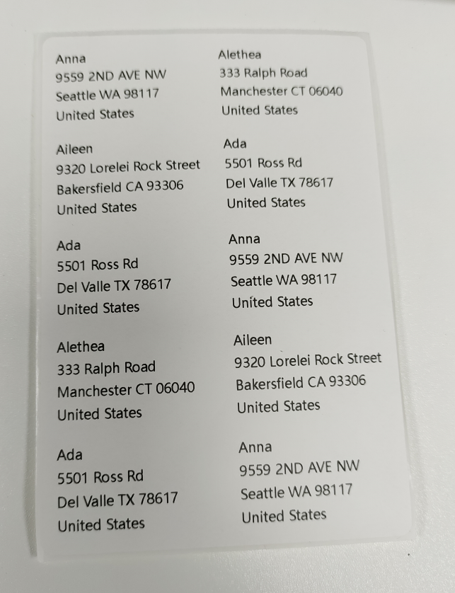 examples of 4x6 Address Labels