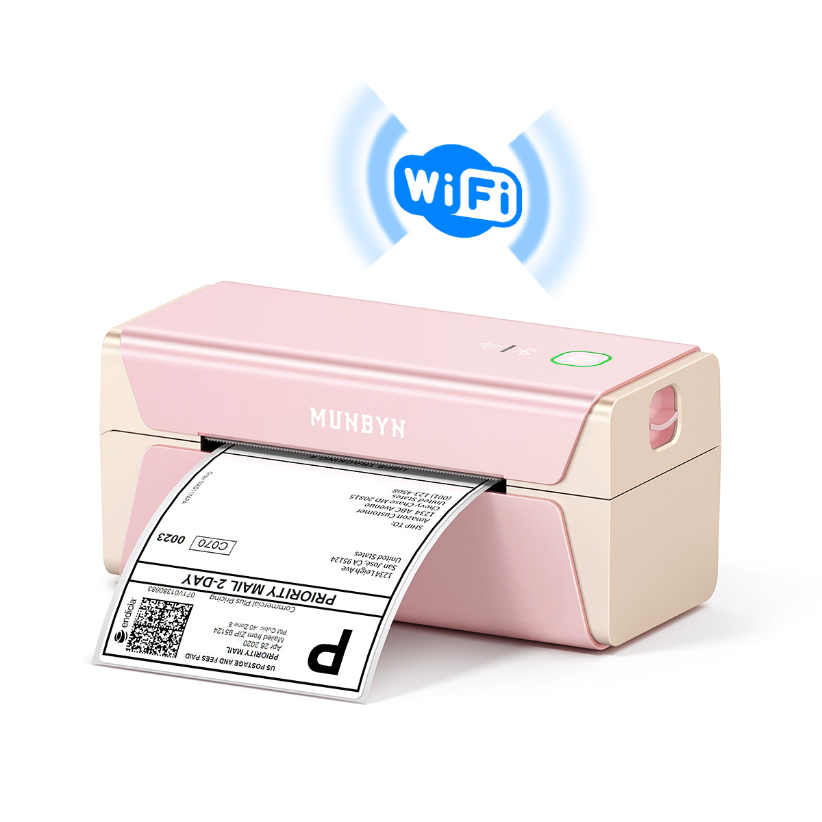 MUNBYN RealWriter 401 AirPrint Pink Thermal Label Printer