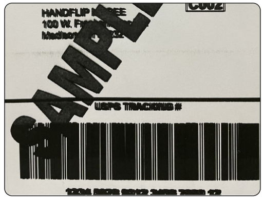 fuzzy shipping label