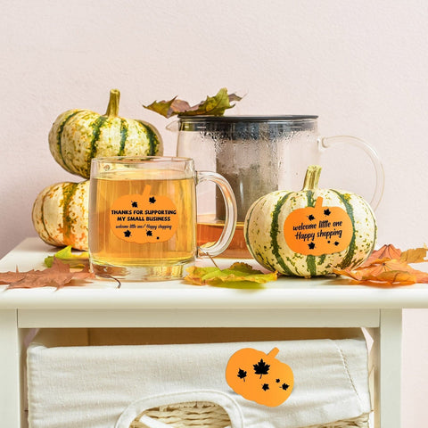 pumpkin-shaped thermal labels