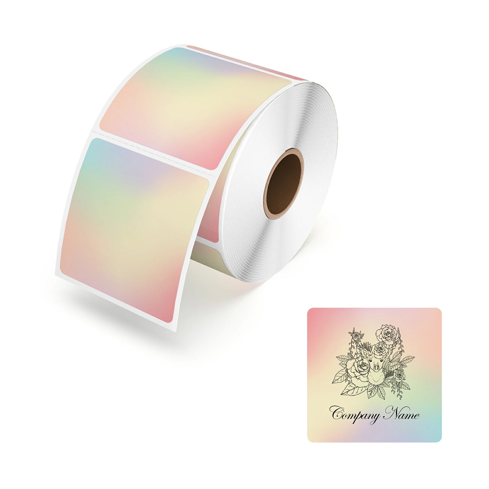 Rainbow Square Thermal Sticker Labels