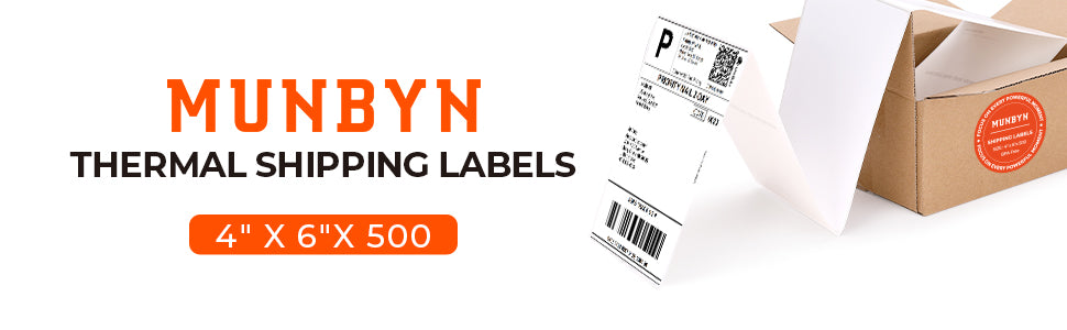 MUNBYN 4x6 fanfold thermal labels for shipping