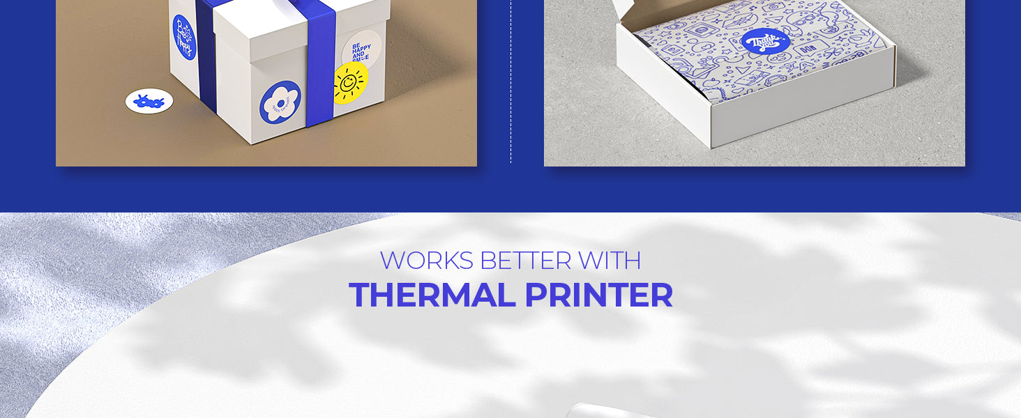 MUNBYN blue and white thermal labels are compatible with thermal label printers.