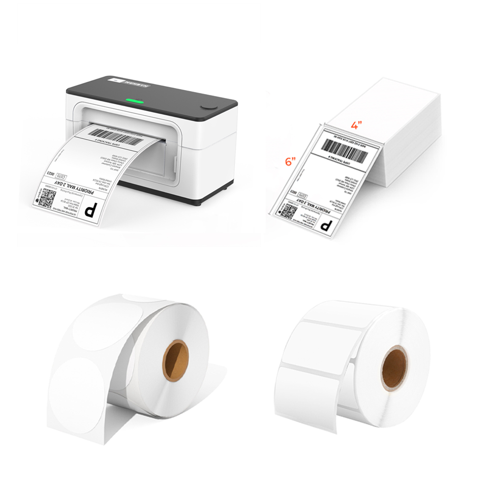 MUNBYN USB Thermal Label Printer Starter Kit - White