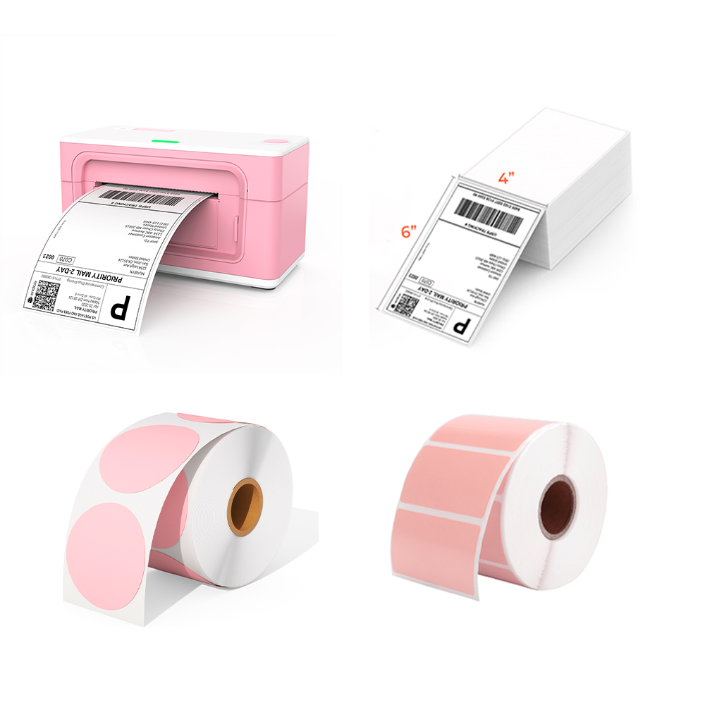 MUNBYN Pink Bluetooth Label Printer ITPP129 Kit