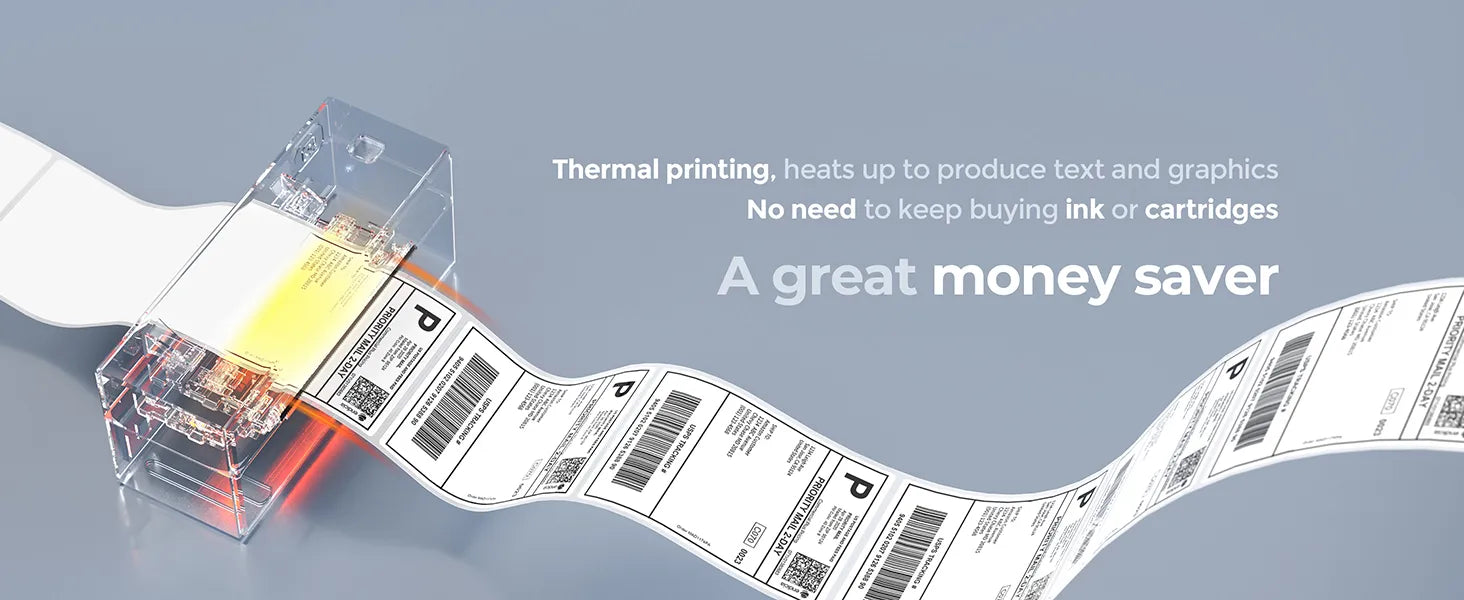 MUNBYN P129S Wireless thermal printer prints without ink, which saves money for users.