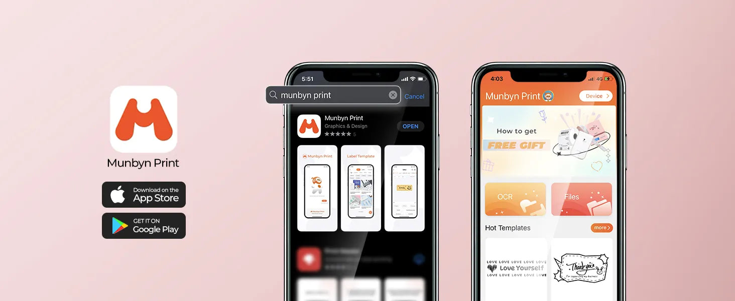 Download the MUNBYN free label printing software on the app store.