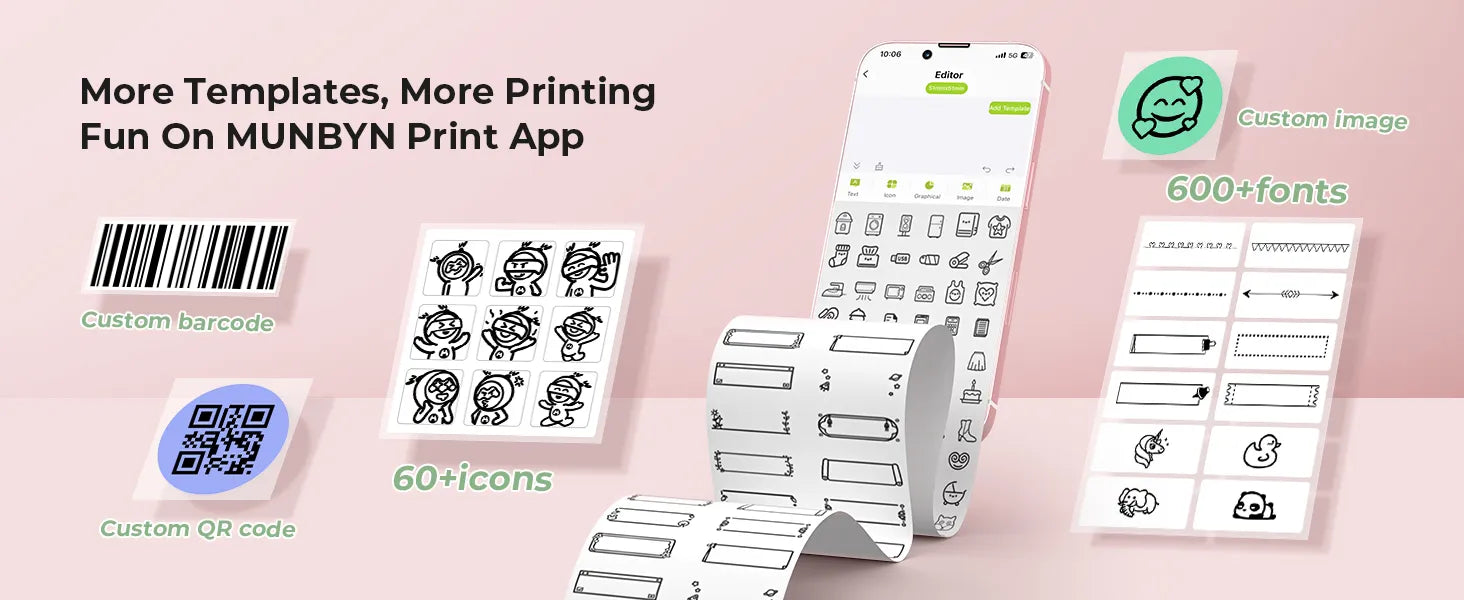 MUNBYN free label printing app has many label templates available for design and printing.