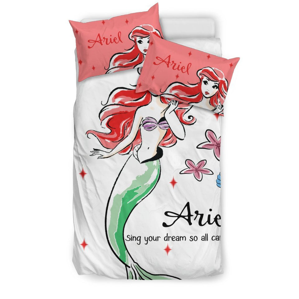 Ariel Disney Bedding Set 1 Duvet Cover And Pillowcase Set 99shirt