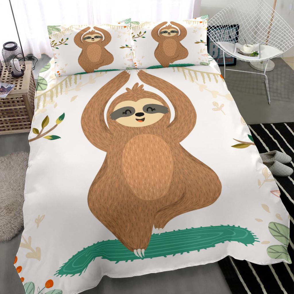 Yoga Sloth Bedding - Duvet Cover And Pillowcase Set - 99Shirt