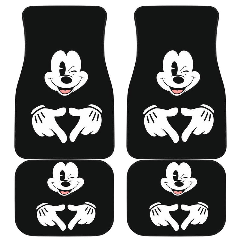 Mice Love Hand Sign Black White Mickey Mouse Car Floor Mats