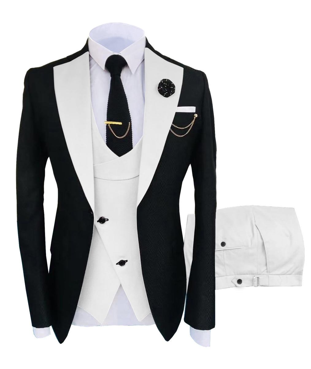 KENTON SUITS Men's Fashion Formal 3 Piece Tuxedo (Jacket + Vest + Pant ...