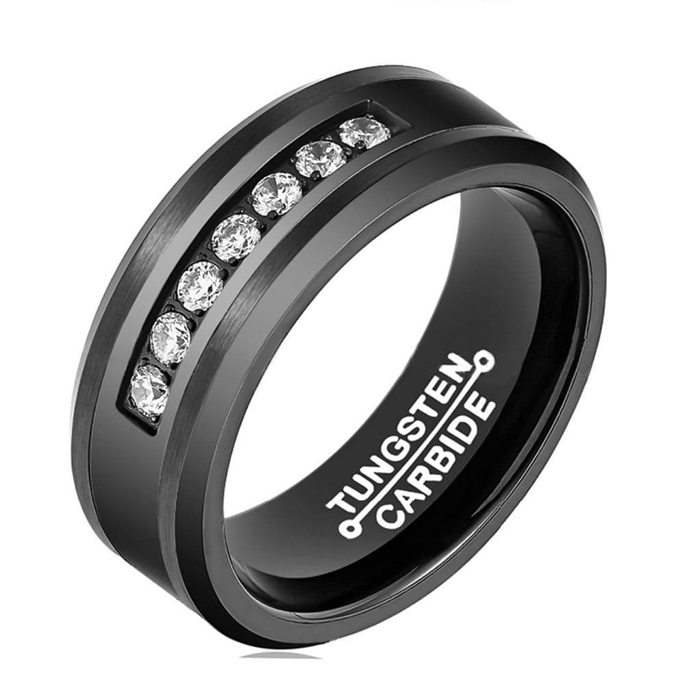 ATOP Design Men's Fashion Stylish Black Tungsten Luxury Statement Ring