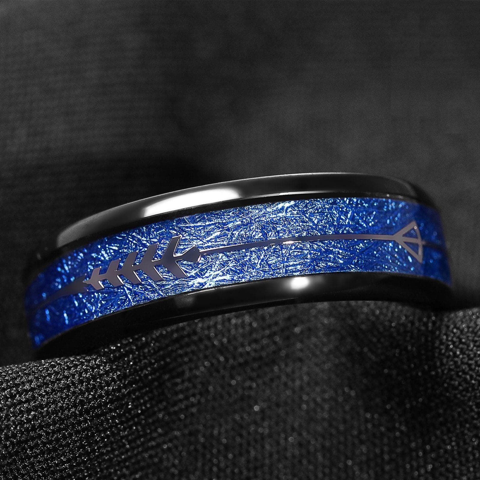 ATOP Design Men's Fashion Stylish Black & Blue Tungsten Luxury Statement Ring