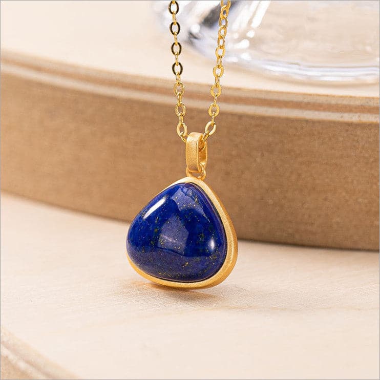 CHSBEAUTY Women's Elegant Fashion Stylish Triangular Design Genuine Blue Lapis-Lazuli Necklace J