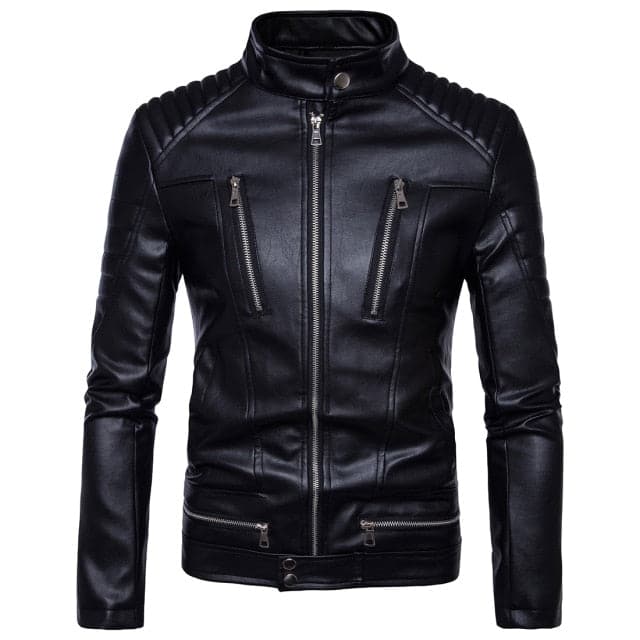 FAVOCENT Design Men's Fashion Premium Quality Leather Coat Biker Jacke ...