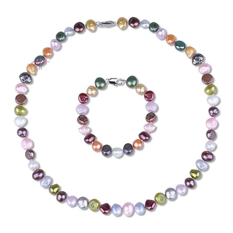 NPH Women's Multi-Color Genuine Freshwater Pearl Jewelry Set