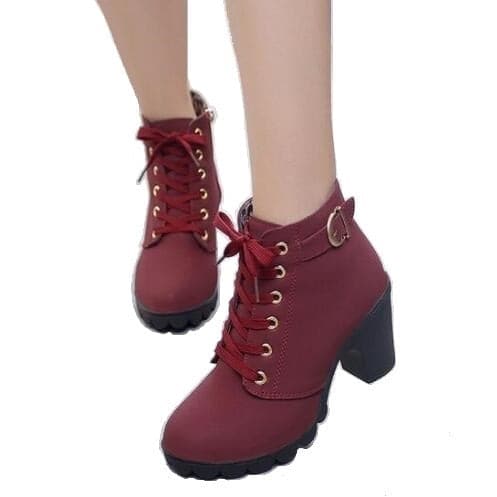 women's burgundy leather ankle boots