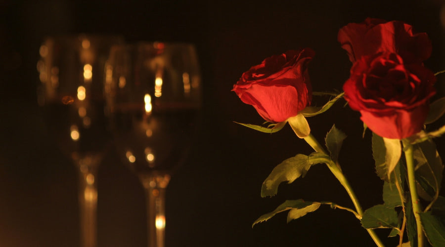 red roses and glasses