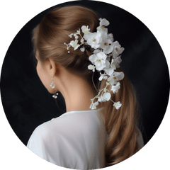 Floral scrunchie in hair