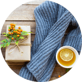 Knitted Scarf and tea