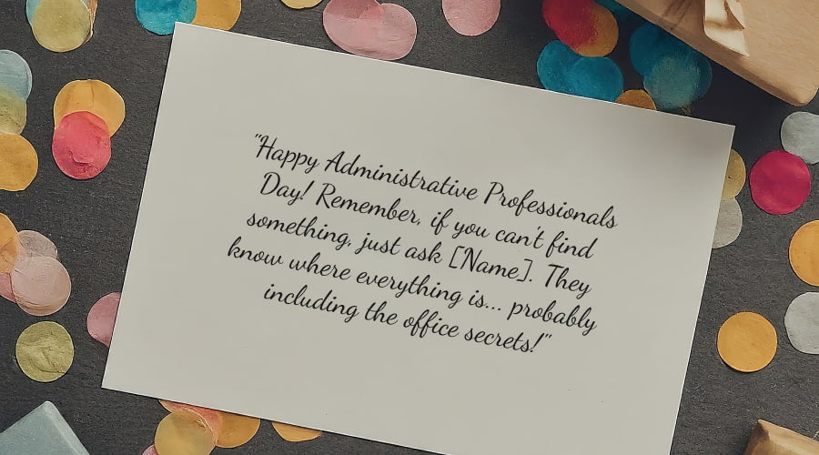 Card with cheeky Admin Day message