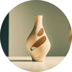 Circular cut-out wooden vase