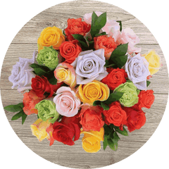Breathless Fresh colored rose bouquet