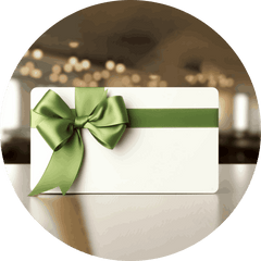 gift certificate with green ribbon