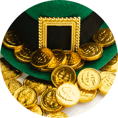 Hat filled with gold coin candies