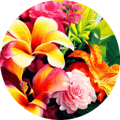 fuchsia ranunculus and vibrant tangerine lilies