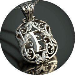 Silver monogram pendant with intricate design