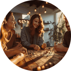 Friends playing a board game