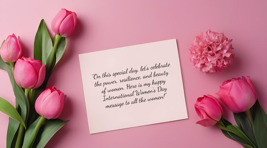 Tulips and Women's Day message card