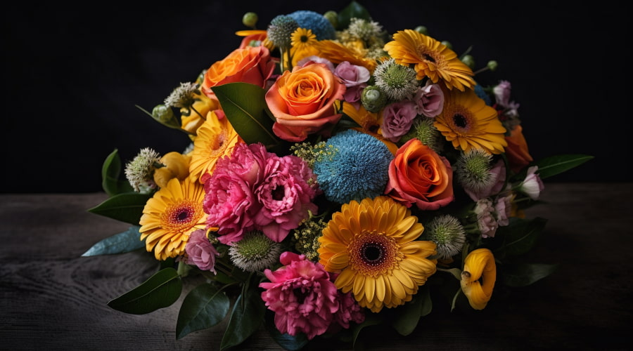 a bright flowers bouquet