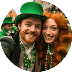 a couple in Ireland at the st patrick's day parade