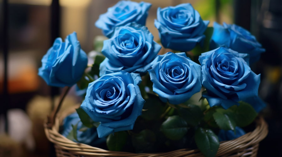 seven blue roses