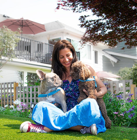Ahoo Entesarian owner of Puccissimé Pet Couture, with her dogs