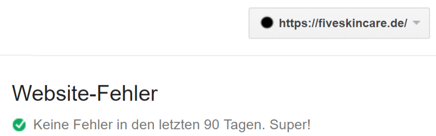 Search Console für Five Skincare - Inara schreibt