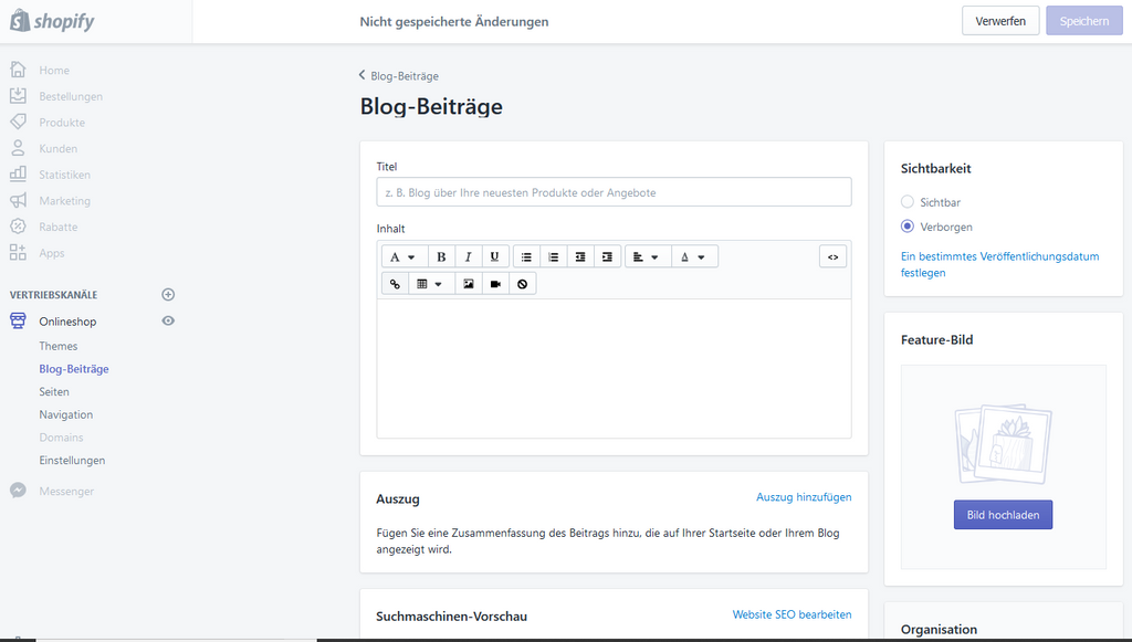 So fügst du einen Blogpost bei Shopify hinzu