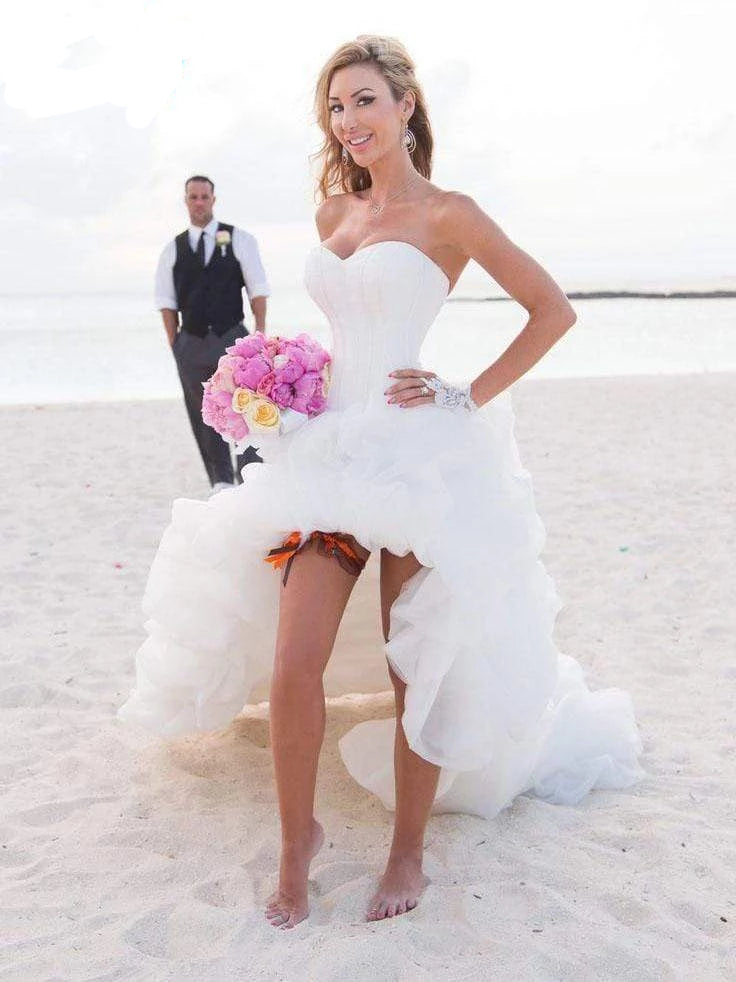 Beach Wedding Dresses High Front Low Back Puffy Lovely Party Dresses