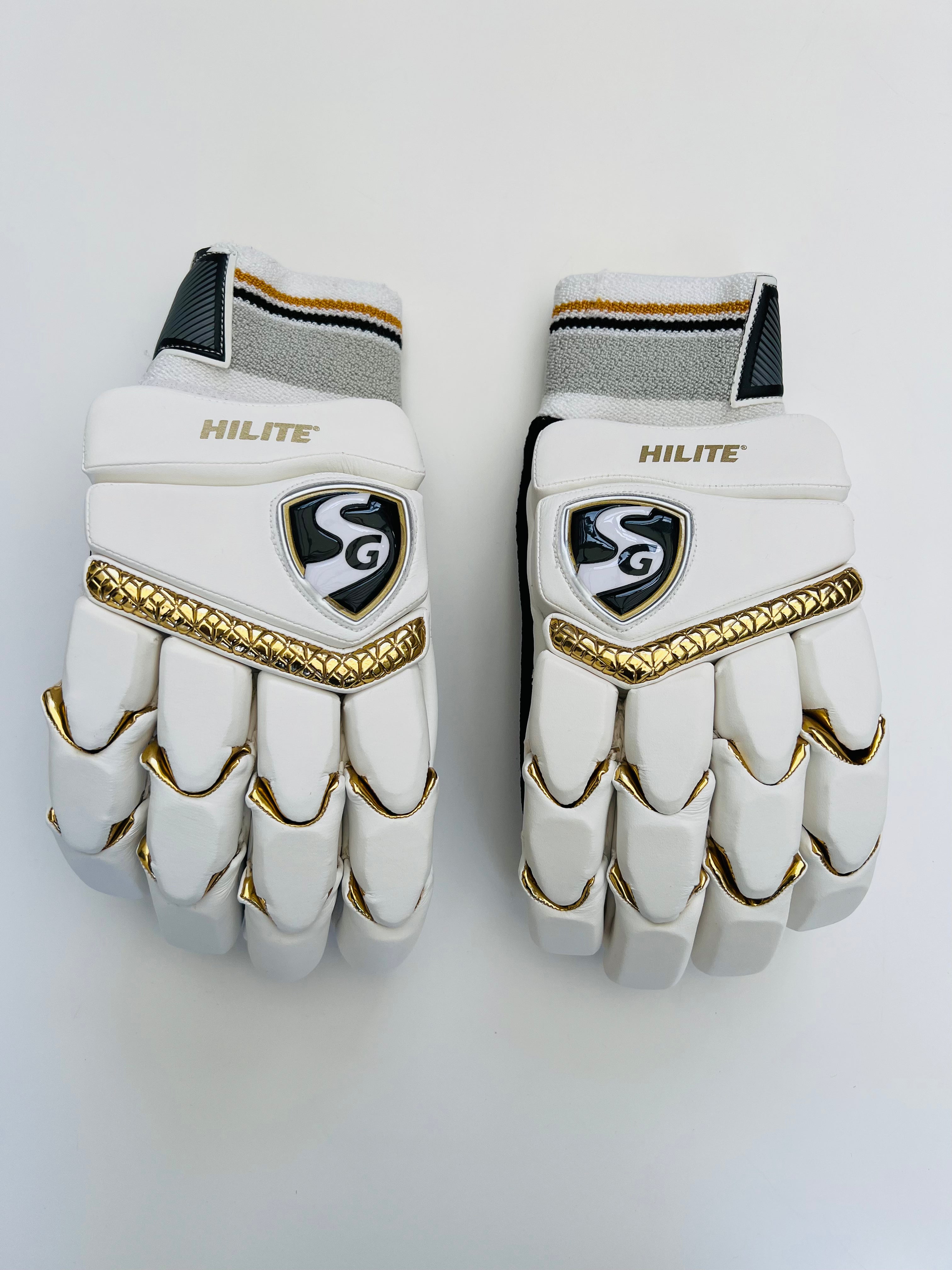 SG Hilite White Gold Cricket Batting Gloves | Pittards Leather