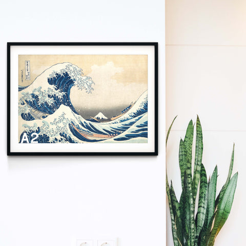 Hokusai print in A2 black frame