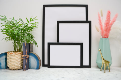 A5 frame, A4 frame and A3 frame with plant, vase and ornaments