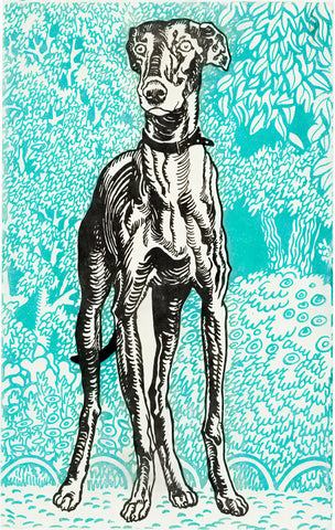 Dog art by Moriz Jung - greyhound (1912)