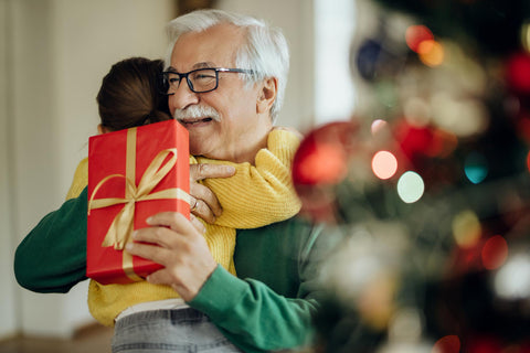 personalised Christmas gift given by a child to a grandfather