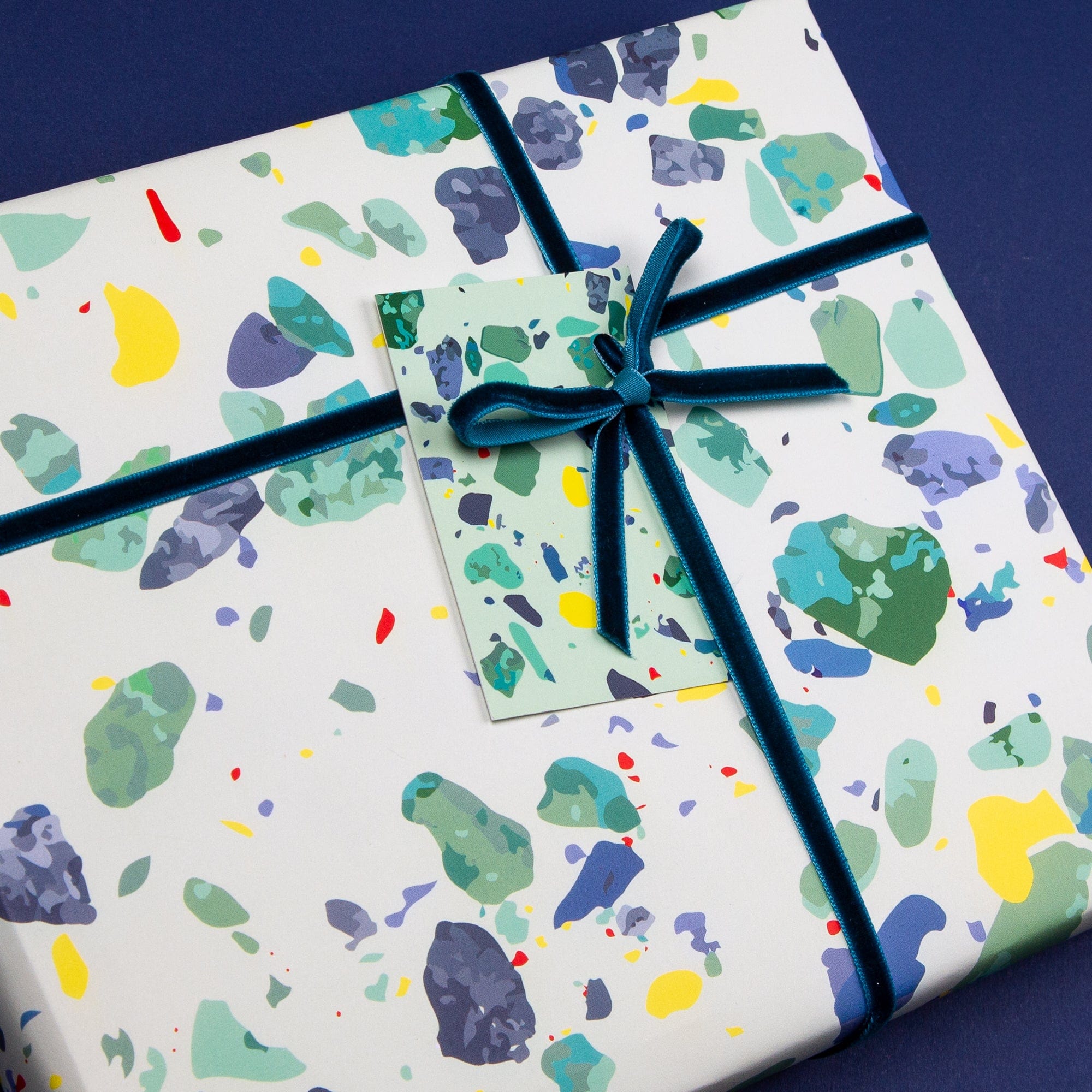 Turquoise and Gold Terrazzo Birthday Wrapping Paper Roll - World Market