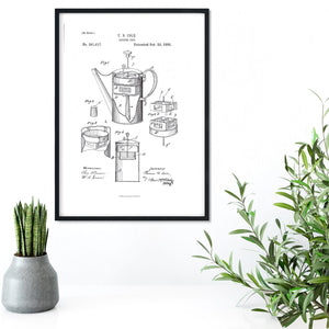 Vintage Parchment Coffee 2 Part Percolator 1894 Patent Poster Wall Art,  Canvas Prints, Framed Prints, Wall Peels