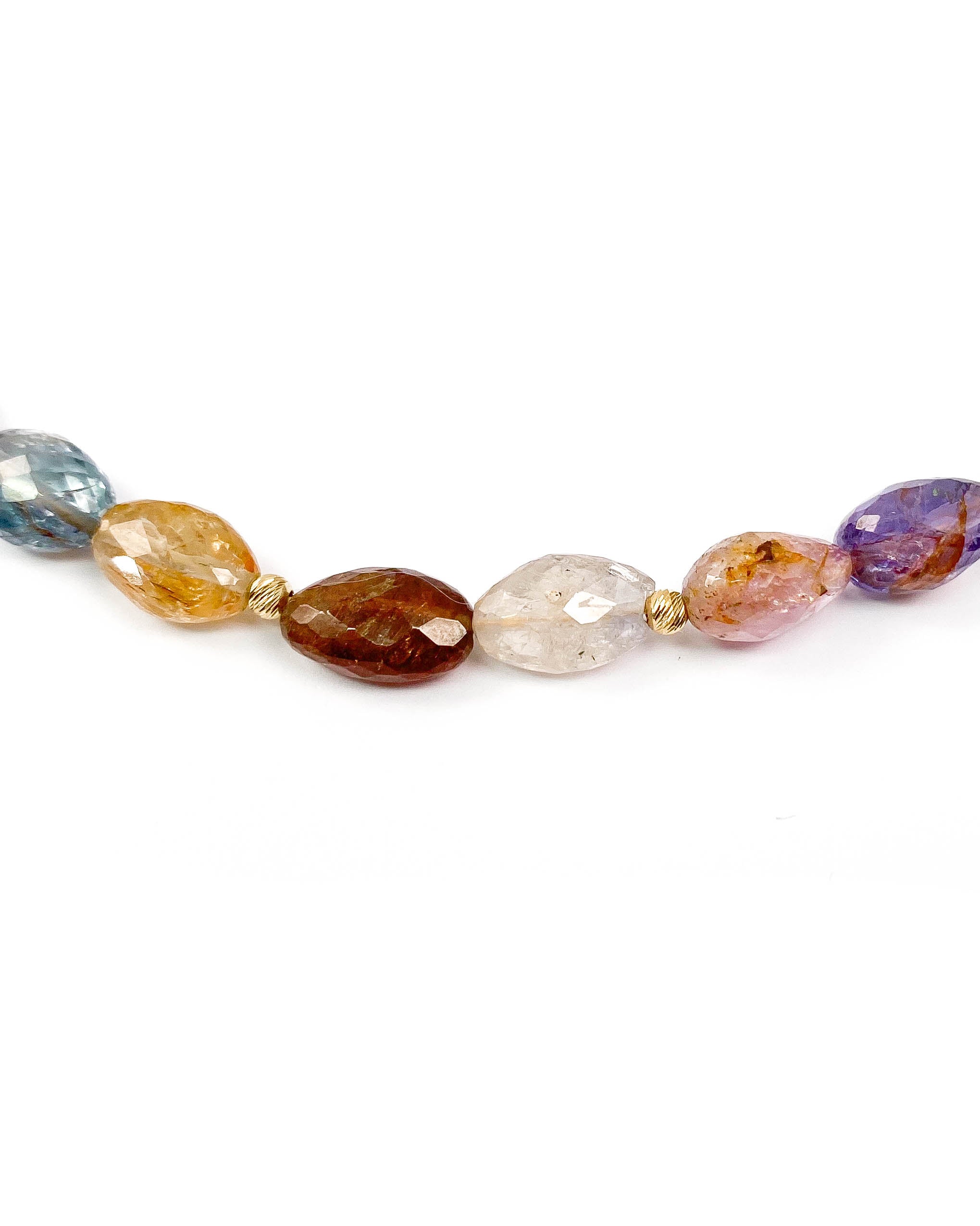 14k Gold Multi-Color Natural Sapphire Necklace