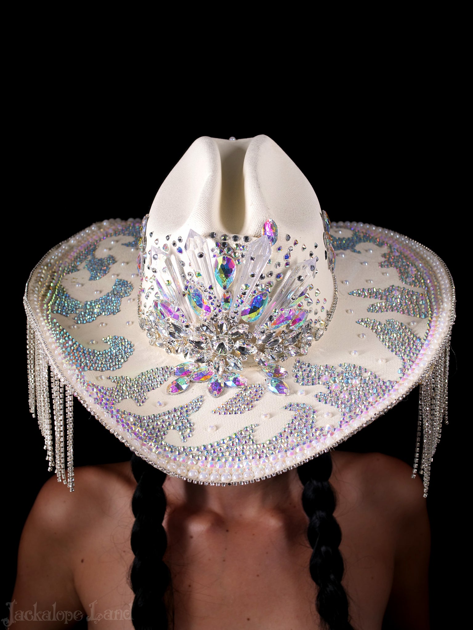 pink cowboy hat with crystal ab rhinestones